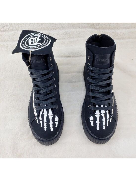 Demonia Other - Demonia Sneeker Mens X-Ray Graphic Bone Creeper Sneaker Flame Tread Goth Punk